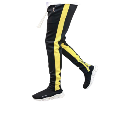 Joggers Men s Yerfone Black with 1 Yellow Stripe Large C2A Sports